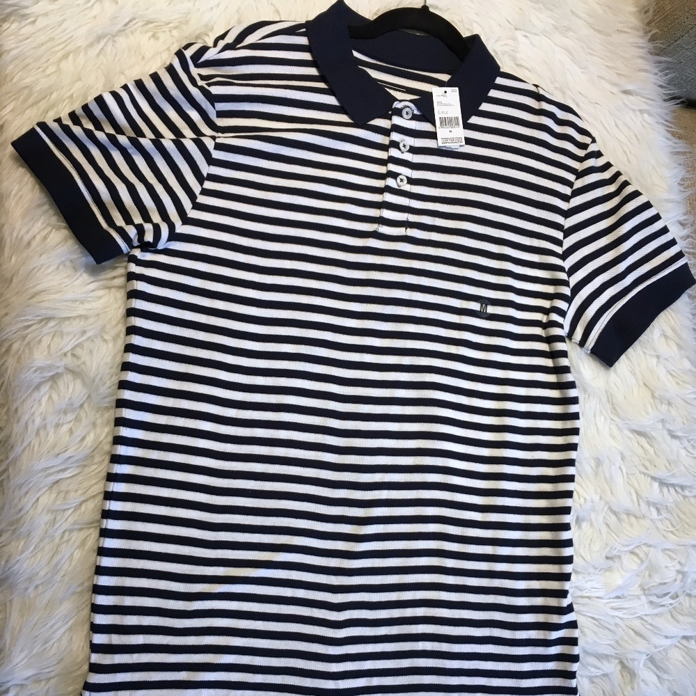 NWT SimplyStyled Mens navy striped polo